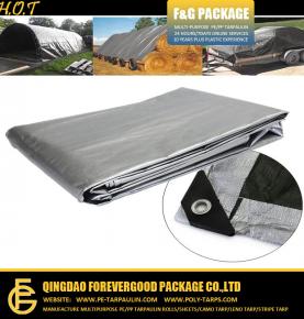 Outdoor Use Heavy duty PE Tarpaulin Silver color with black corner