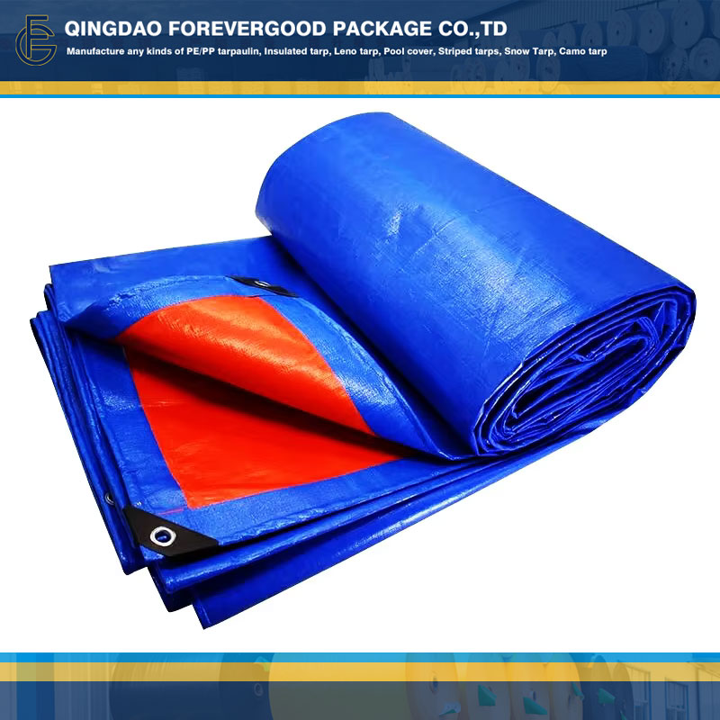 Heavy Duty Weight Orange Blue Polyethylene Tarpaulins With Corner.jpg